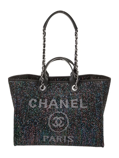 chanel deauville sequin tote|Chanel deauville tote size comparison.